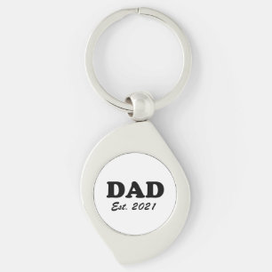 Dad custom established date personalized modern keychain