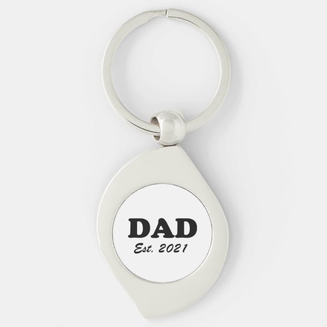 Dad custom established date personalized modern keychain (Front)