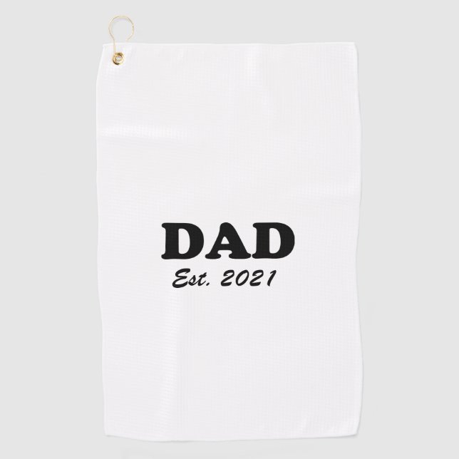 Dad custom established date white personalized golf towel (Front)