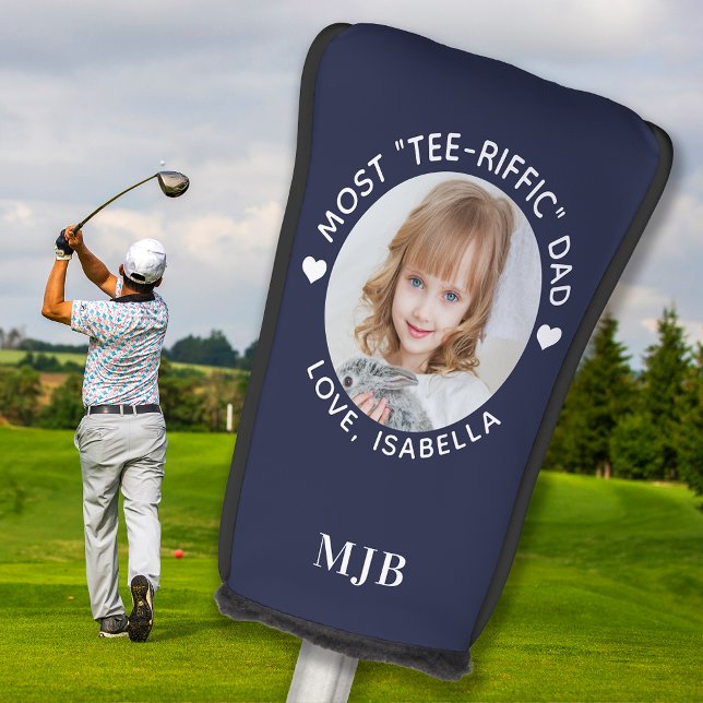 DAD Custom Photo Personalized Monogram Golfer Blue Golf Head Cover (Creator Uploaded)