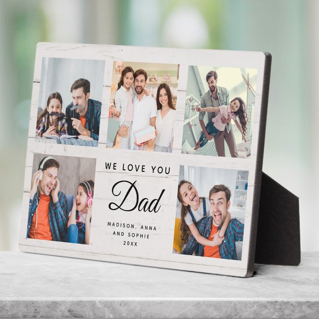 DAD | Custom Rustic Father's Day Photo Collage Plaque (Creator Uploaded)