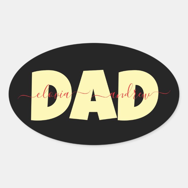 Dad Customized children name Oval Sticker (Front)