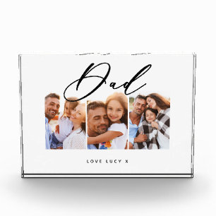 dad cute modern script multi photo gift  block