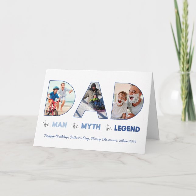 DAD Cutout Letters Man Myth Legend Photo Card (Front)