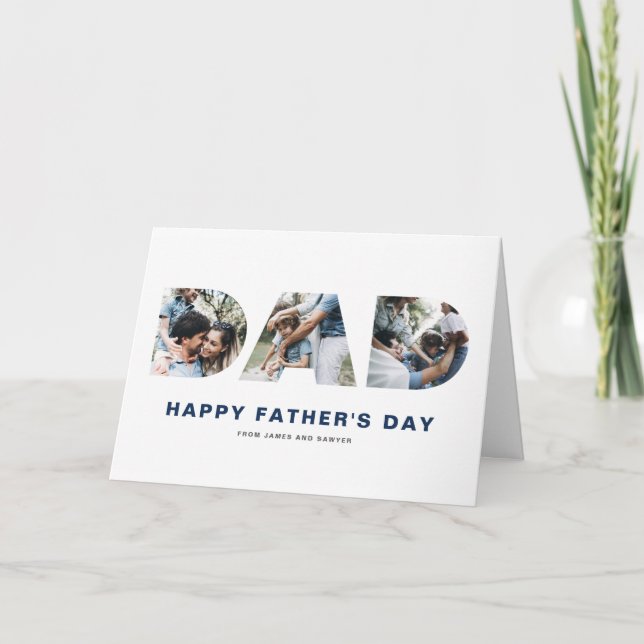 DAD Cutout Photo Collage Happy Father's Day Holiday Card (Front)