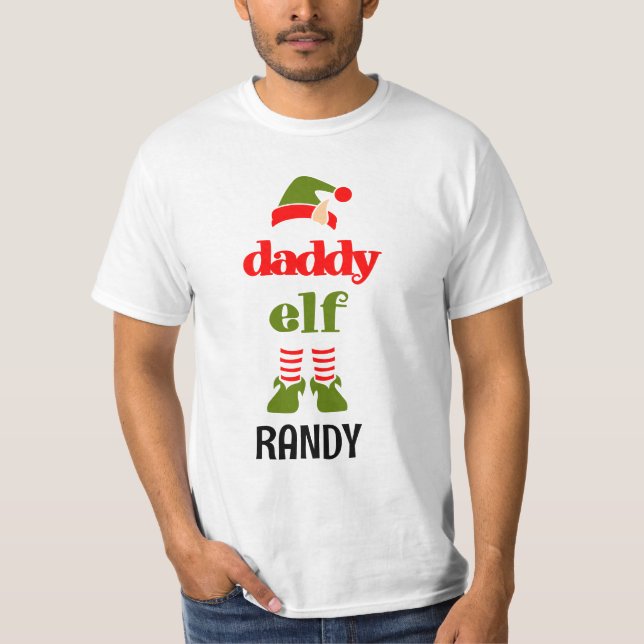 DAD DADDY CHRISTMAS ELF PERSONALIZED T-SHIRT (Front)