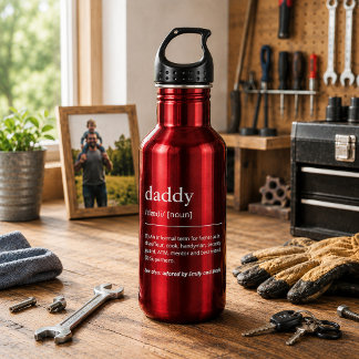 Dad Daddy Definition custom names modern black 532 Ml Water Bottle