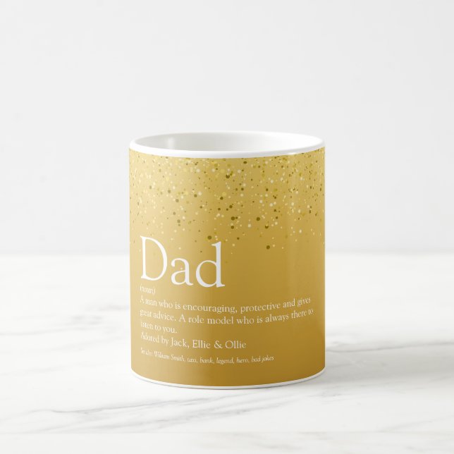 Dad, Daddy, Father Definition Gold Glitter Coffee Mug (Center)