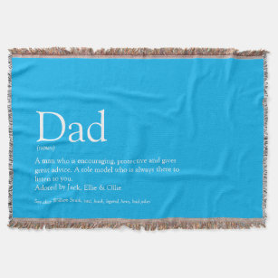 Dad, Daddy, Father Definition Modern Sky Blue Throw Blanket