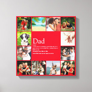 Dad Daddy Father Papa Definition 12 Photo Fun Red Canvas Print