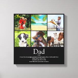 Dad Daddy Father Papa Definition 6 Photo Black Canvas Print