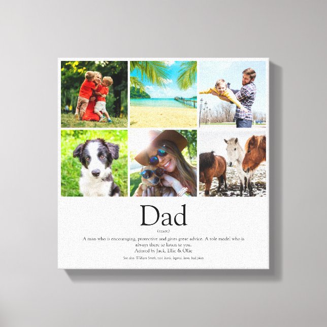 Dad Daddy Father Papa Definition 6 Photo Fun Canvas Print (Front)