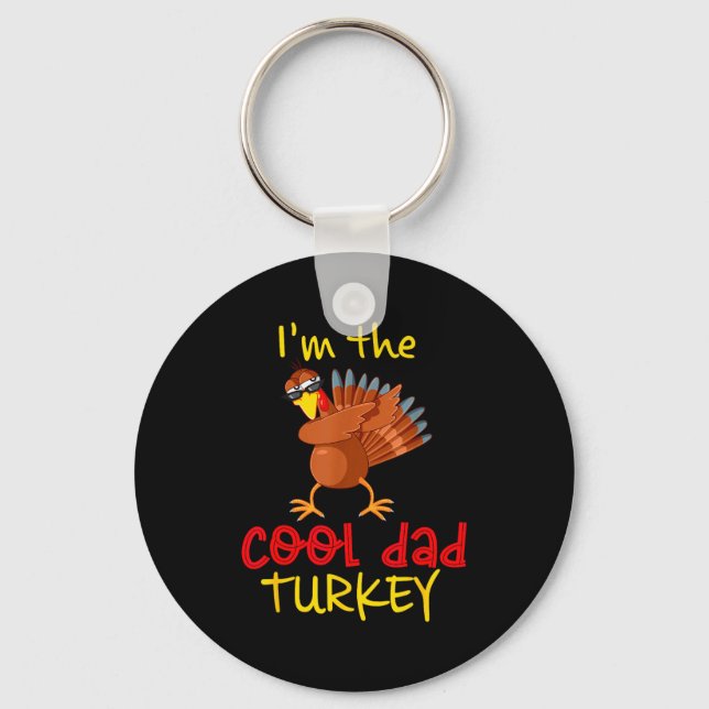 Dad Daddy Turkey Matching Family Group Thanksgivin Keychain (Front)