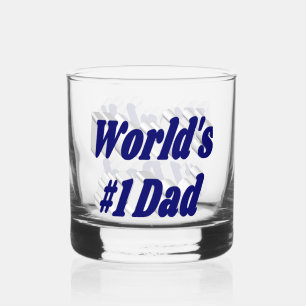 Dad dark blue half text Fathers Day Whiskey Glass