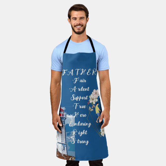 Dad Daughter Bonding Lighthouse Father's Day Quote Apron (Worn)