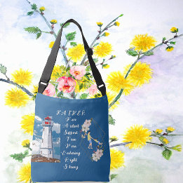 Dad Daughter Bonding Lighthouse Father's Day Quote Crossbody Bag