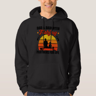 Dad Daughter Fishing Partner For Life Retro Vintag Hoodie