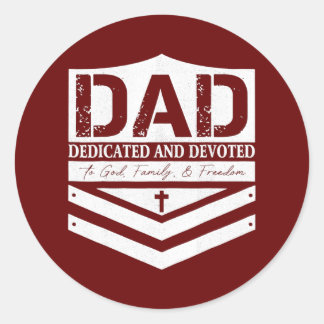 Dad Dedicated And Devoted Happy Father's Day  Classic Round Sticker