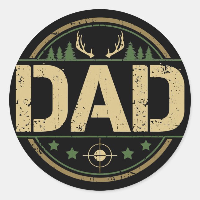 Dad Deer Hunter Bow Hunting Animal Shooting Classic Round Sticker (Front)