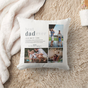 Dad Definition 3 Photo Personalized Throw Pillow