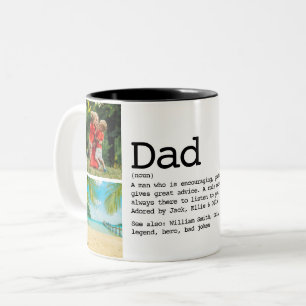 Dad Definition 4 Photo Collage Father's Day Two-Tone Coffee Mug