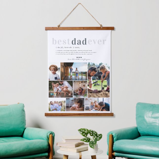 Dad Definition | 8 Photo Personalized Hanging Tapestry (Living Room)