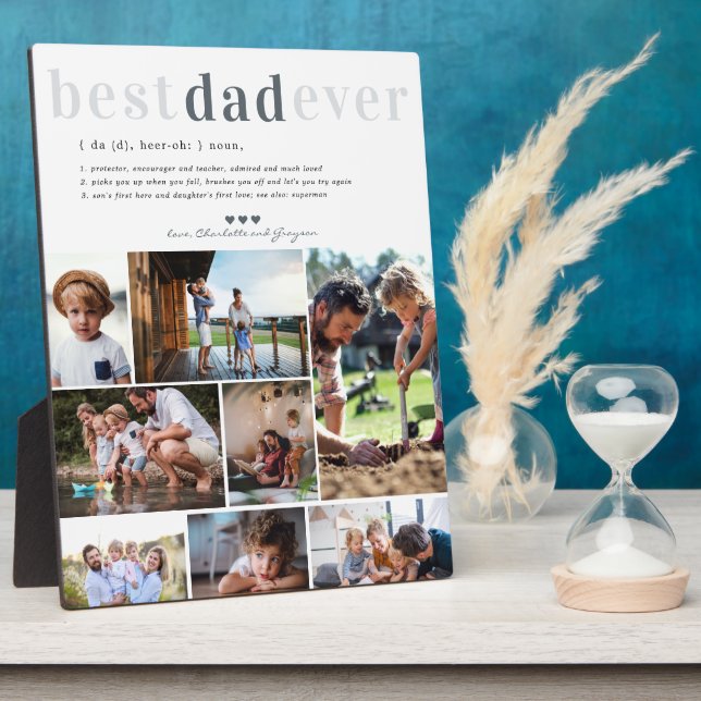 Dad Definition | 8 Photo Personalized Plaque (Side)