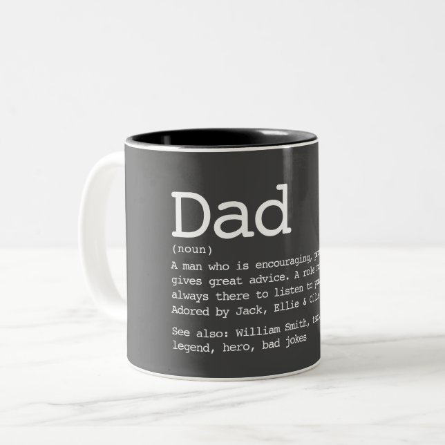 Dad Definition Father's Day Grey Two-Tone Coffee Mug (Front Left)