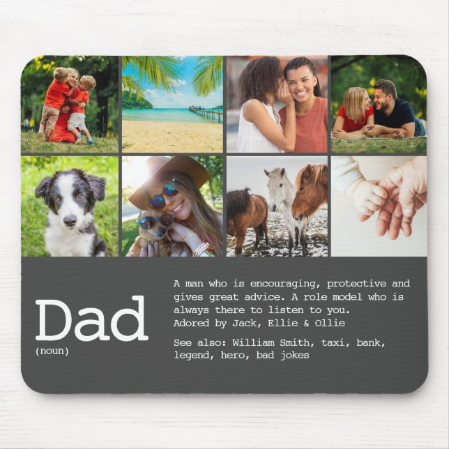 Dad Definition Fathers Day Photo Gray Mouse Pad (Front)