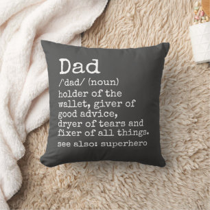 Dad Definition Gray Father's Day Gift Pillow