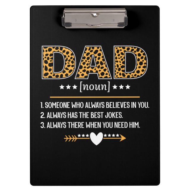 Dad Definition Leopard Print Father's Day Gift Clipboard (Front)