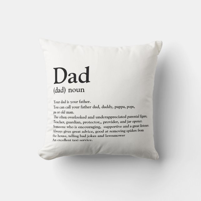 Dad, definition, modern, typography throw pillow (Front)