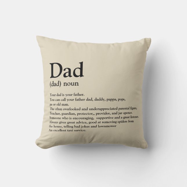 Dad, definition, modern, typography throw pillow (Front)