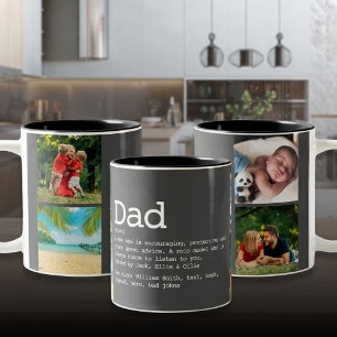 Dad Definition Photo Collage Father's Day Grey Two-Tone Coffee Mug
