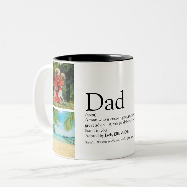 Dad Definition Quote Photo Collage Two-Tone Coffee Mug (Front Left)