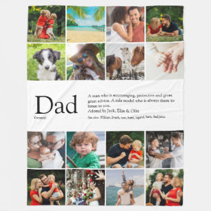 Dad Definition Saying Photo Collage Large Fleece Blanket