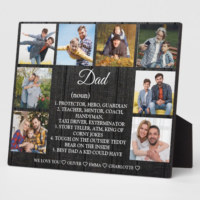 Dad Definition with Custom 8 Photo & Names Plaque (Side)