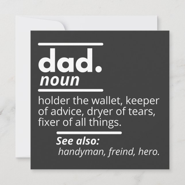 Dad Dictionary Definition - Funny Fathers Day Gift Invitation (Front)