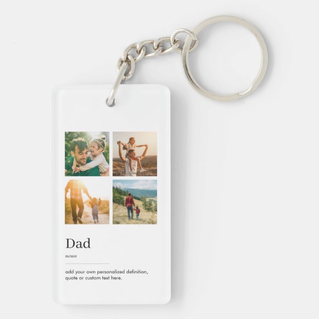 Dad Dictionary Definition Photo Collage Keychain (Back)