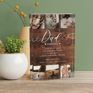Dad Dictionary Definition Photo Collage Woodgrain Block
