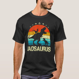 Dad Dinosaur Dadsaurus 2 Two Kids Christmas For Da T-Shirt