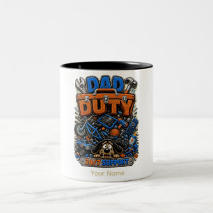 Dad Duty Personalized Funny Dad T-Shirt Two-Tone Coffee Mug