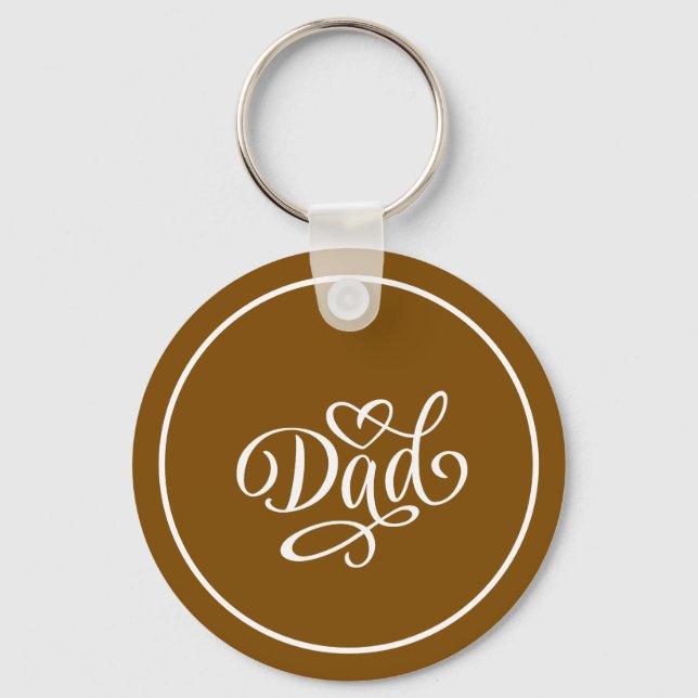 Dad elegant script lettering ,fathers day keychain (Front)