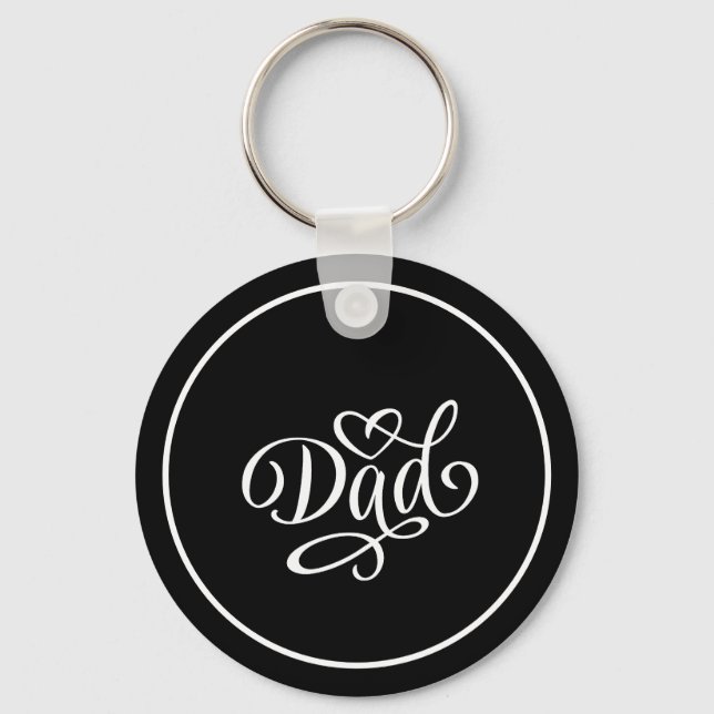 Dad elegant script lettering ,fathers day keychain (Front)