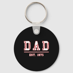 Dad Est. 1975 Softball Fathers Day Birthday Vintag Keychain