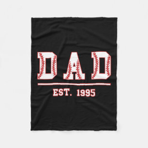 Dad Est. 1995 Softball Fathers Day Birthday Vintag Fleece Blanket