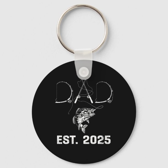 Dad Est 2025 Fishing Dad To Be New Baby Daddy Fath Keychain (Front)