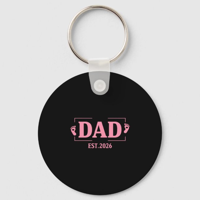 Dad Est. 2026 Logo Daddy 2026 Soon To Be New Dad 2 Keychain (Front)