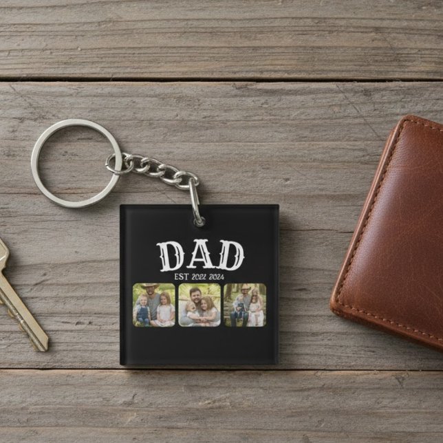 Dad Est 3 Photo Keychain (Creator Uploaded)