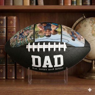 Dad Est. Bold White Font 3 Photo Fathers Day Gift Football